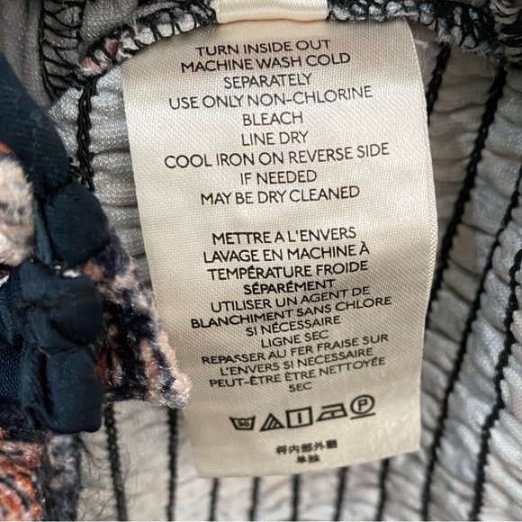 FREE PEOPLE Dare Me Tie Back Velvet Blouse Long Sleeve in Black Combo Size M - Picture 15 of 16